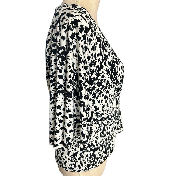 WHBM Matte Jersey Kimono Wrap V Neck Lined Printed  Casual Stretch Top Sz L - Picture 7 of 10